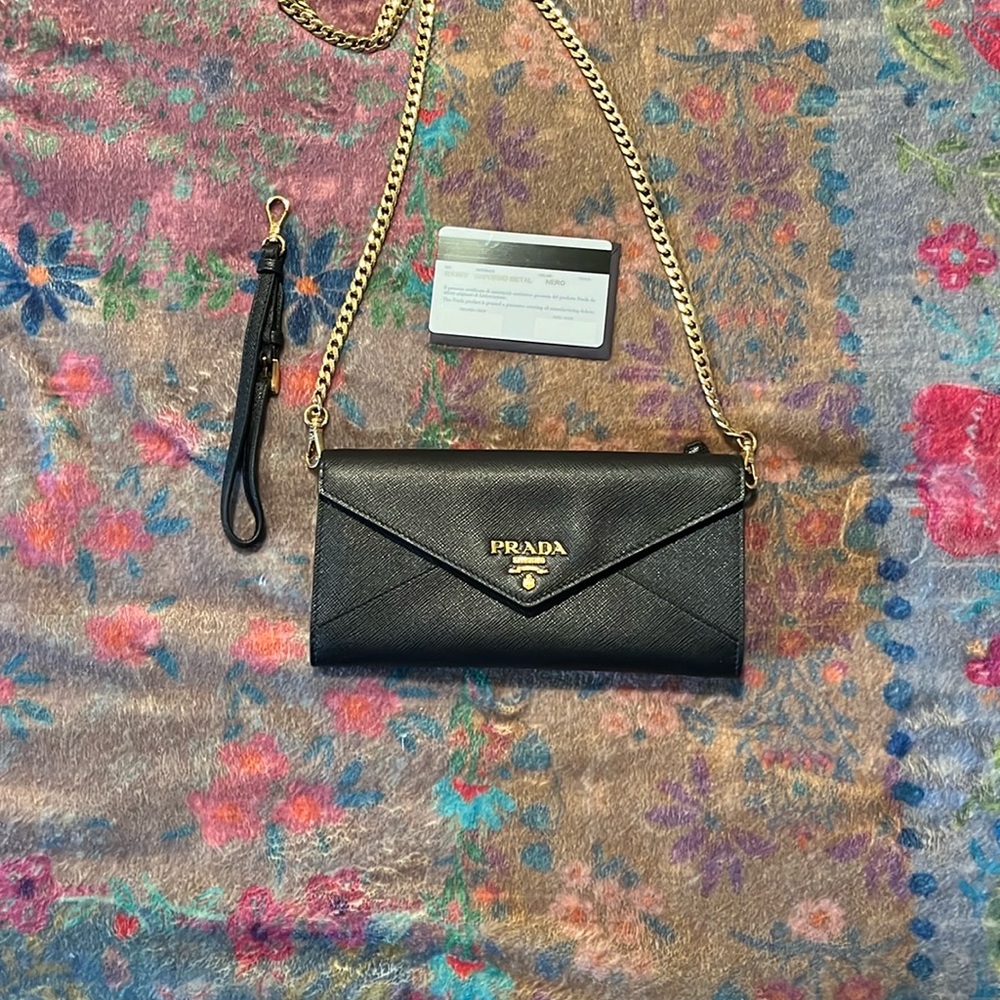 Prada Black Crossbody Bag with Gold Chain